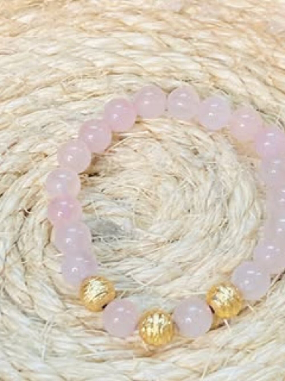 Ribbon Pattern Focal Bead * Rose Quartz Beads
